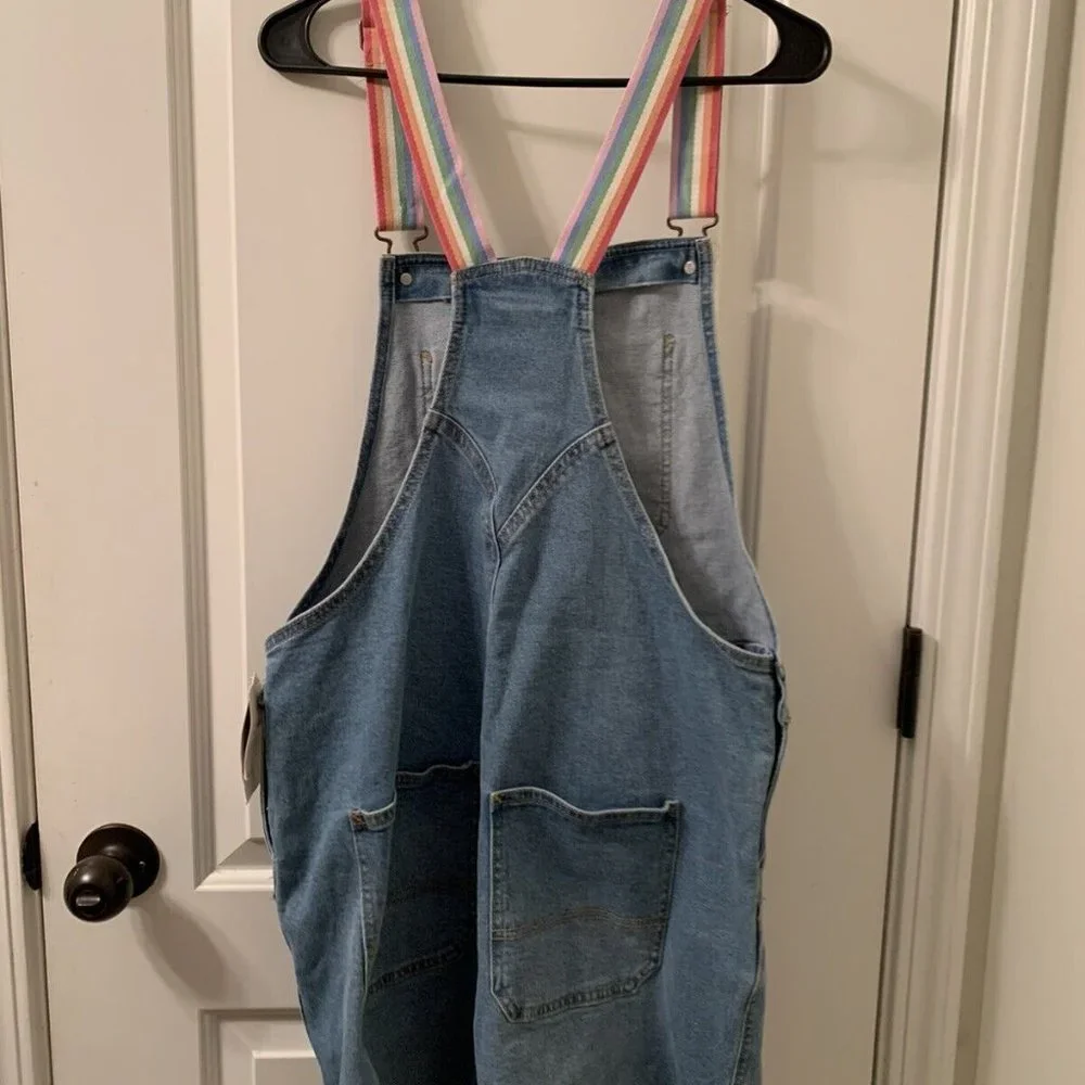 Take Pride Denim Overalls Shortalls Rainbow Straps